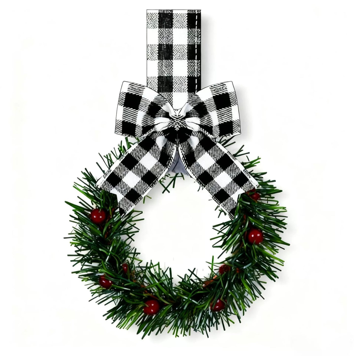 🎄Christmas Mini Window Wreaths with Ribbon Bows & Red Berries - Small Cabinet Hangers🎄