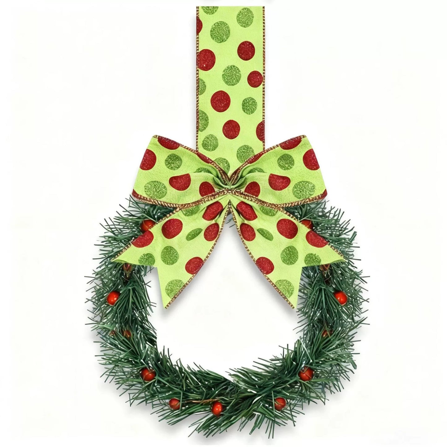 🎄Christmas Mini Window Wreaths with Ribbon Bows & Red Berries - Small Cabinet Hangers🎄