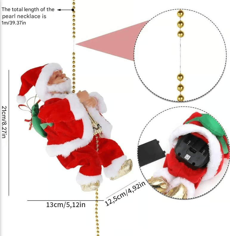 🎄Christmas Hot Sale✨Electric Bead Climbing Santa Claus Musical Toy🎅