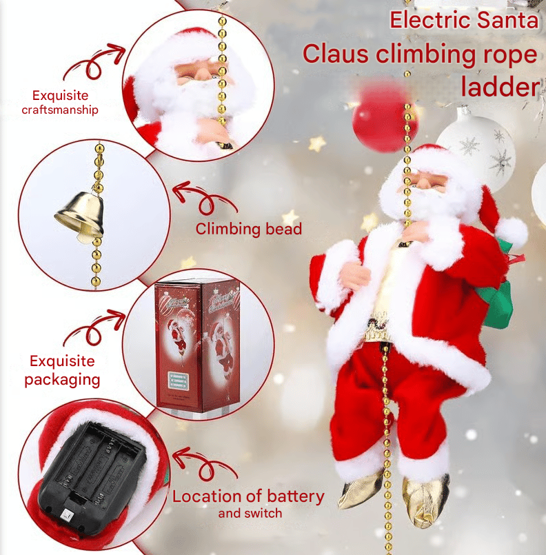 🎄Christmas Hot Sale✨Electric Bead Climbing Santa Claus Musical Toy🎅