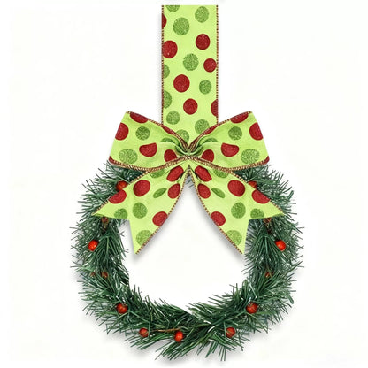 🎄Christmas Mini Window Wreaths with Ribbon Bows & Red Berries - Small Cabinet Hangers🎄