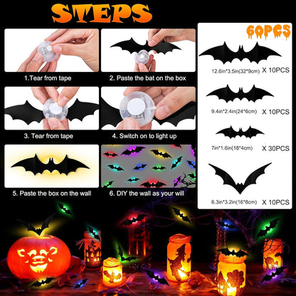 🦇3D Bat Design LED Decoration✨