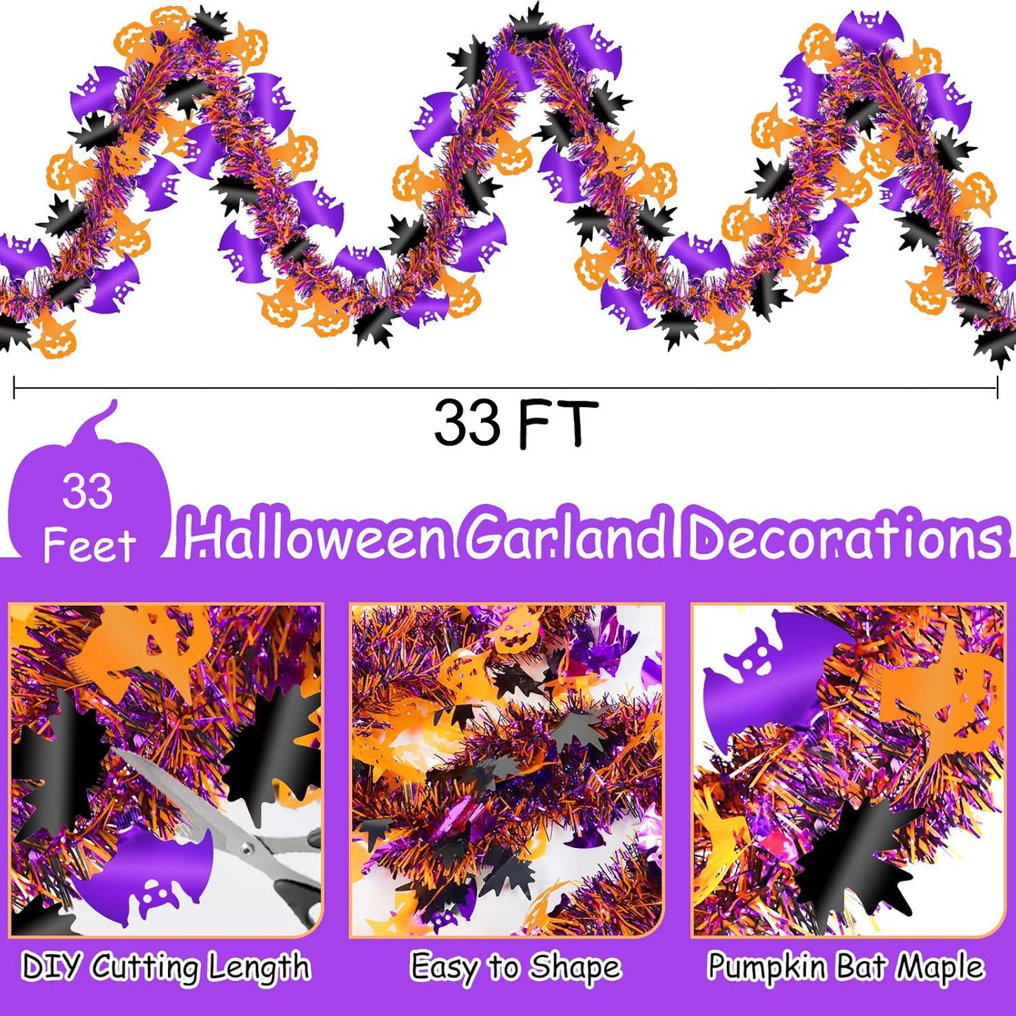 Halloween Tinsel Garland – Sparkly & Spooky Party Decor
