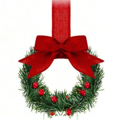 🎄Christmas Mini Window Wreaths with Ribbon Bows & Red Berries - Small Cabinet Hangers🎄